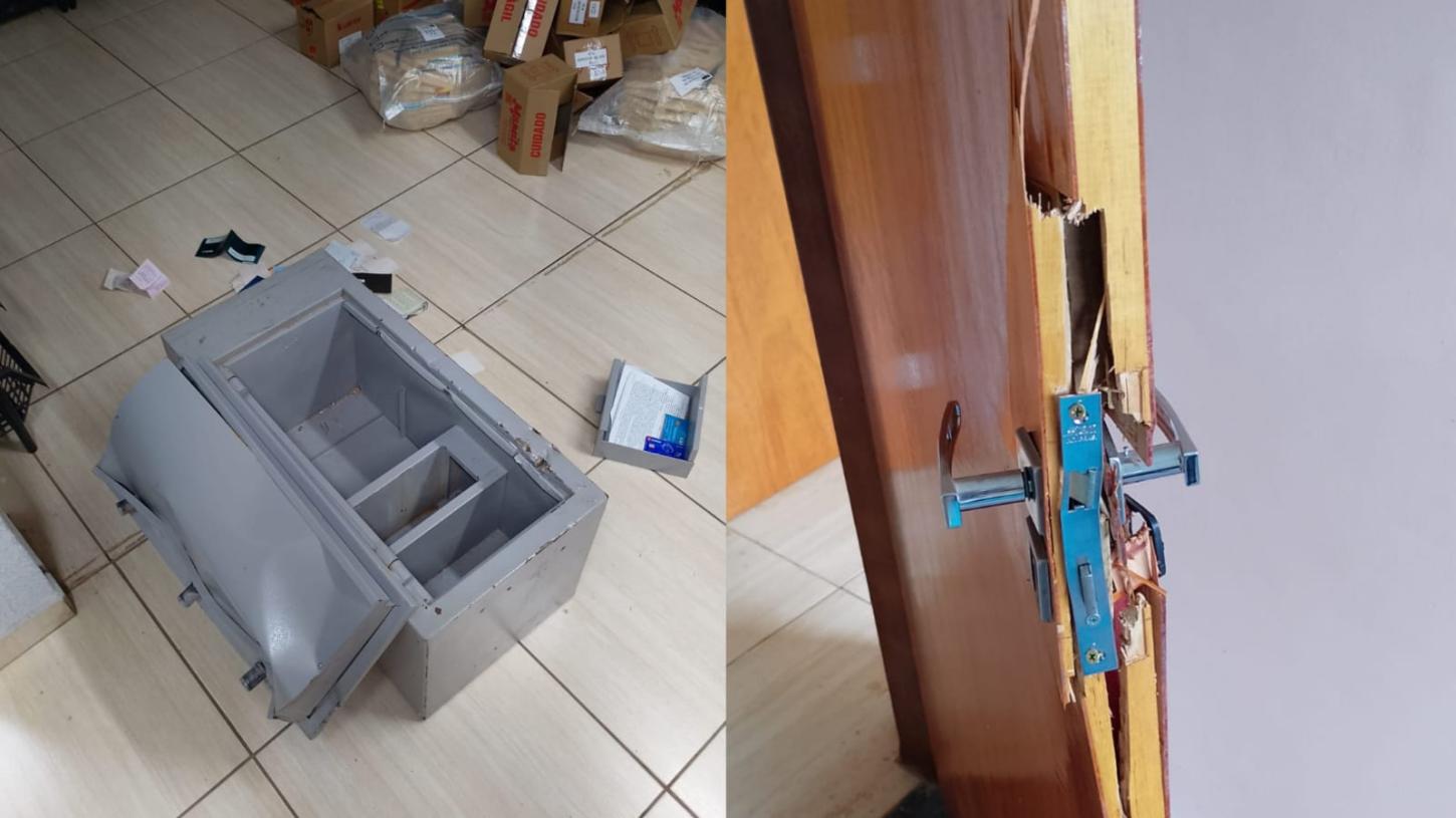 Bandidos invadem distribuidora, arrombam cofre e furtam objetos