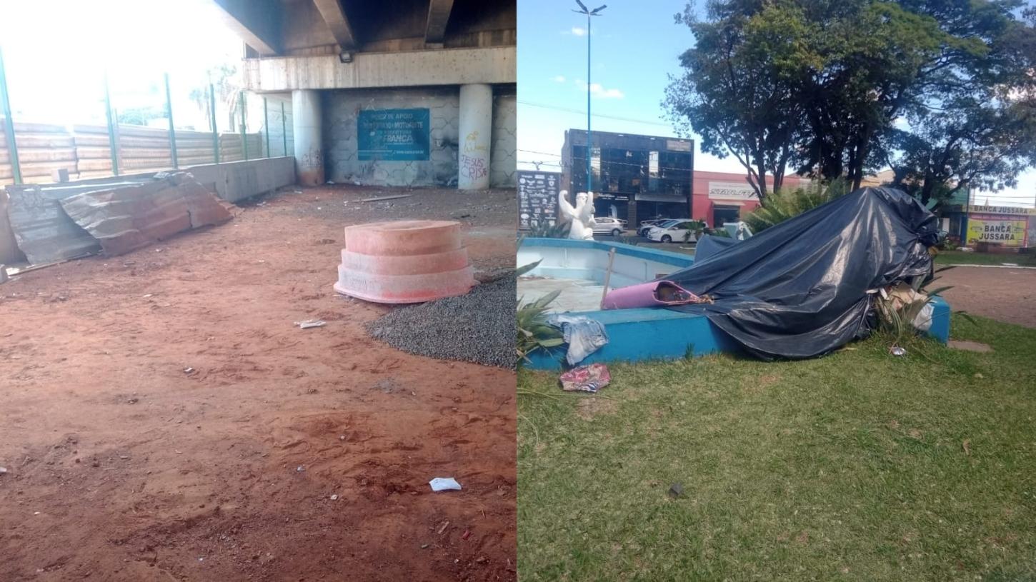 Viaduto e praça viram abrigo para andarilhos, geram medo e insegurança